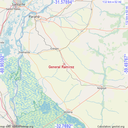 General Ramírez on map