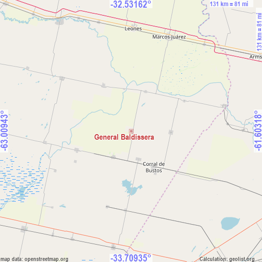 General Baldissera on map