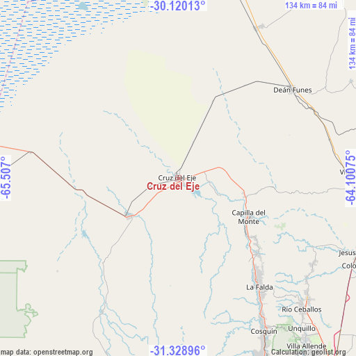 Cruz del Eje on map