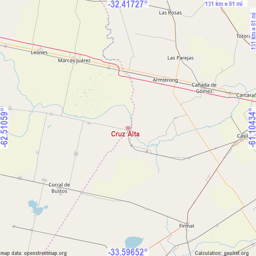 Cruz Alta on map