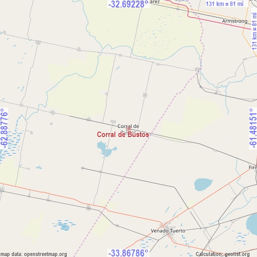 Corral de Bustos on map