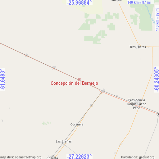 Concepción del Bermejo on map