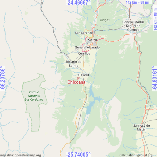Chicoana on map