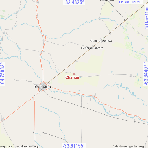 Charras on map