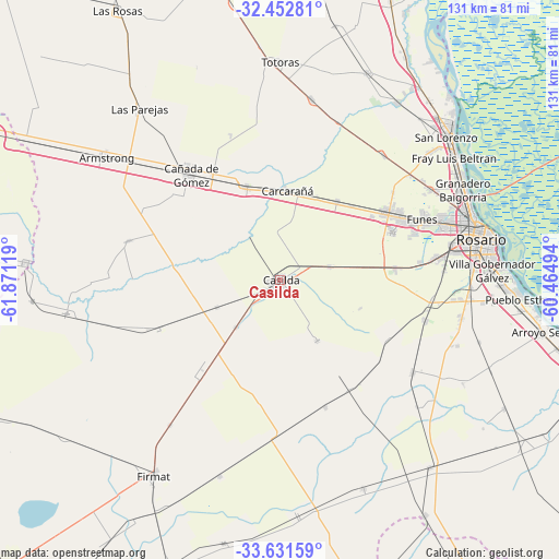 Casilda on map