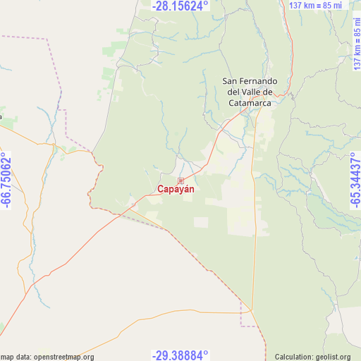 Capayán on map