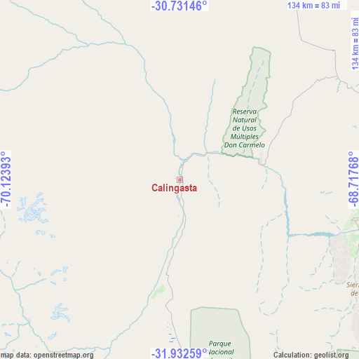 Calingasta on map