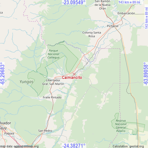 Caimancito on map