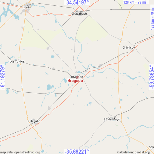Bragado on map