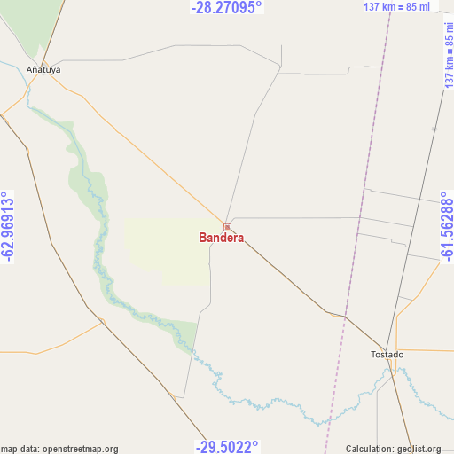 Bandera on map