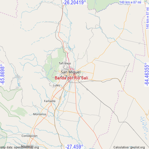 Banda del Río Salí on map