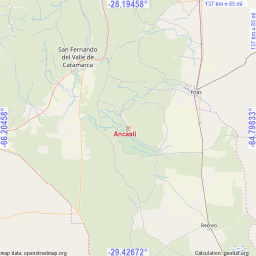 Ancasti on map