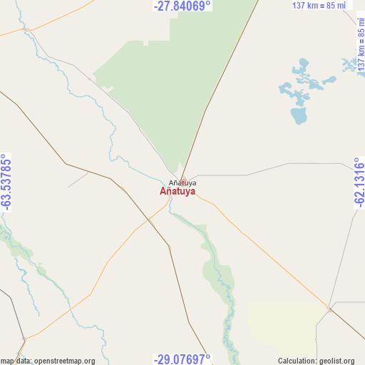 Añatuya on map