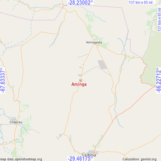 Aminga on map