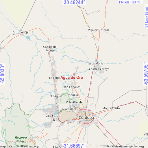 Agua de Oro on map