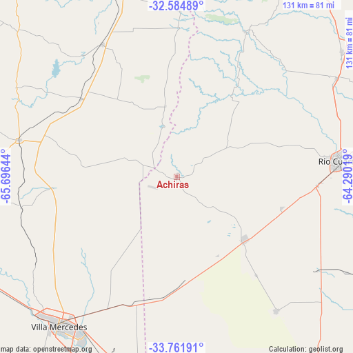 Achiras on map