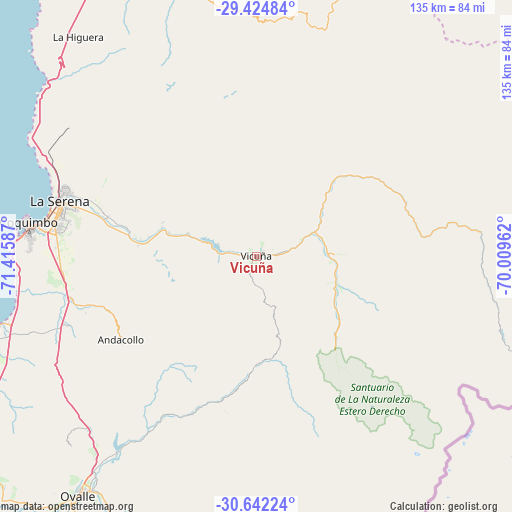 Vicuña on map