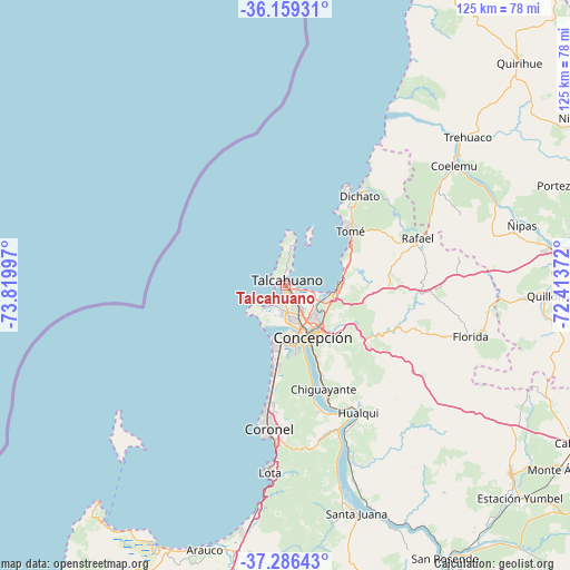 Talcahuano on map