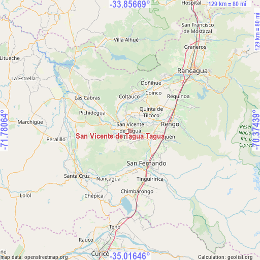 San Vicente de Tagua Tagua on map