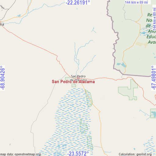 San Pedro de Atacama on map