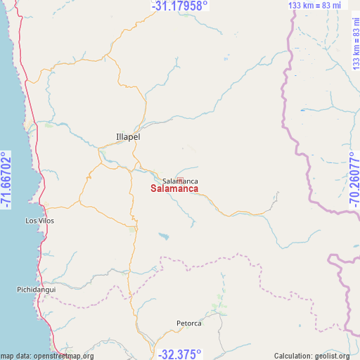Salamanca on map