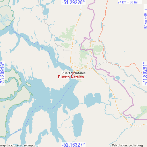 Puerto Natales on map