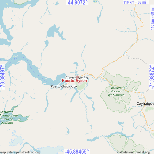 Puerto Aysén on map