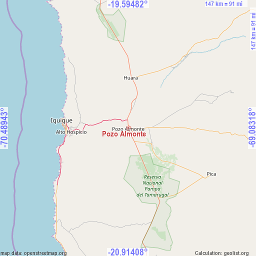 Pozo Almonte on map