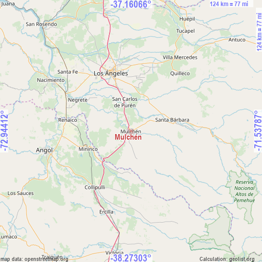 Mulchén on map