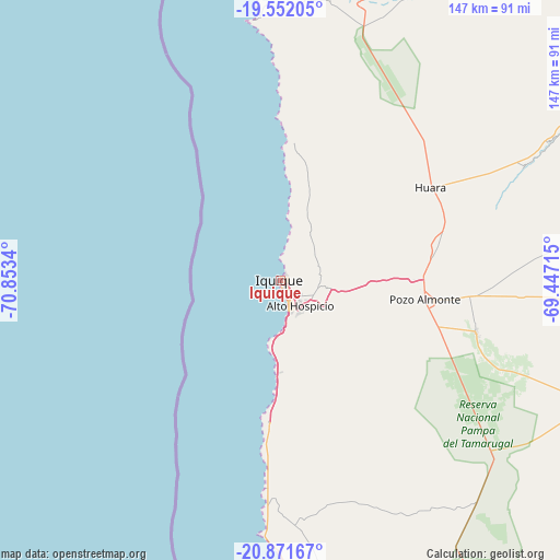 Iquique on map