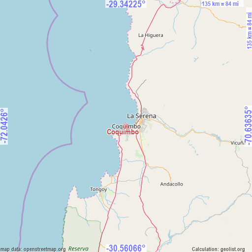 Coquimbo on map