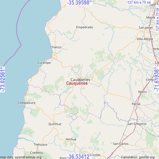 Cauquenes on map