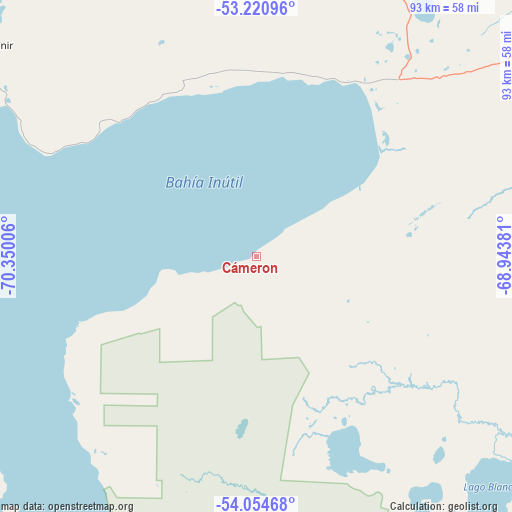 Cámeron on map
