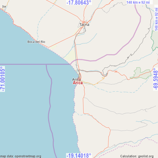 Arica on map