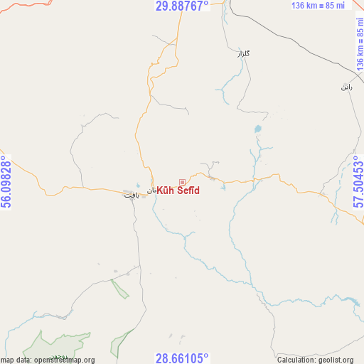 Kūh Sefīd on map