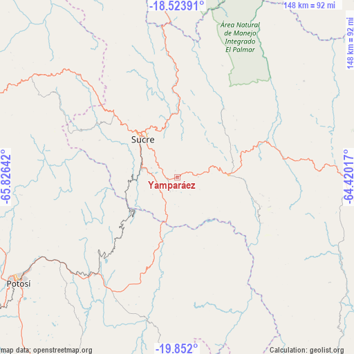 Yamparáez on map