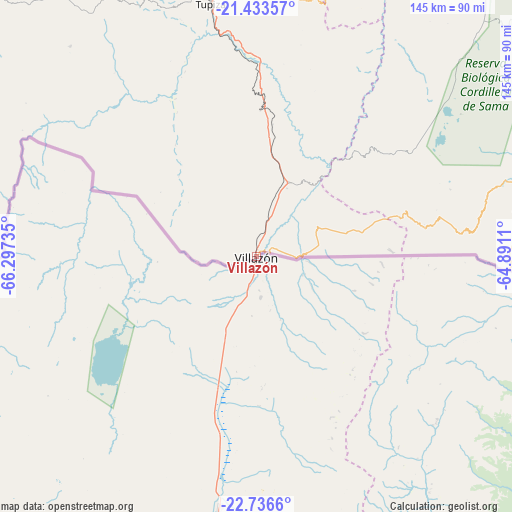 Villazón on map