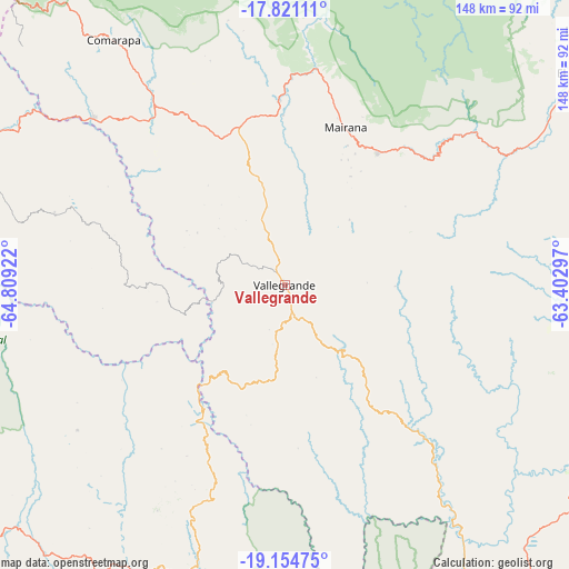 Vallegrande on map
