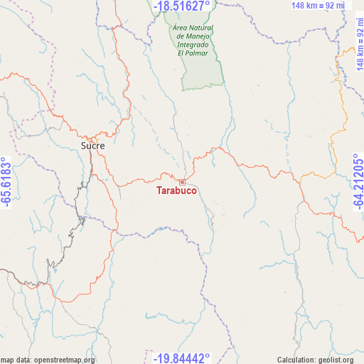 Tarabuco on map