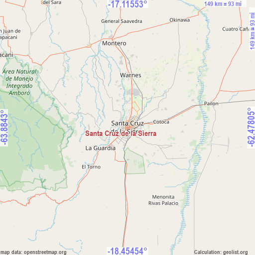 Santa Cruz de la Sierra on map