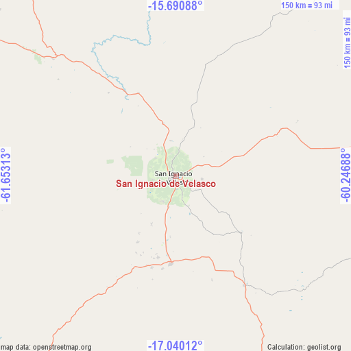 San Ignacio de Velasco on map