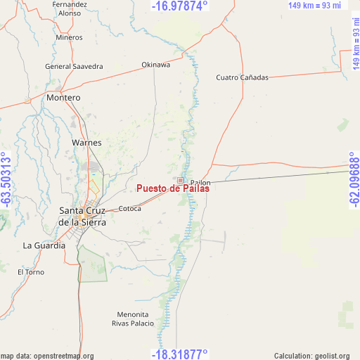 Puesto de Pailas on map
