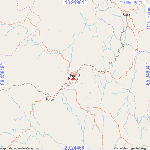Potosí on map