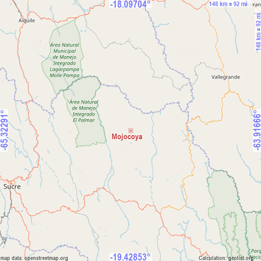 Mojocoya on map