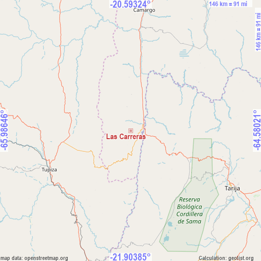 Las Carreras on map