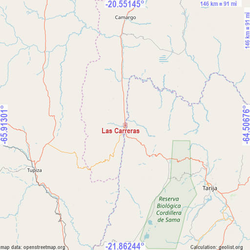 Las Carreras on map
