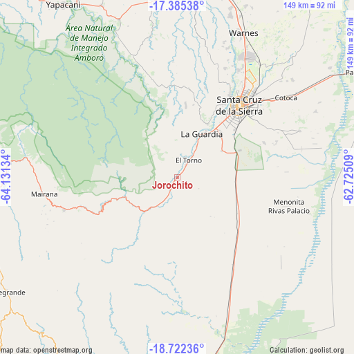 Jorochito on map