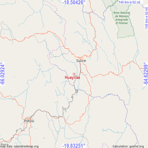 Huayllas on map