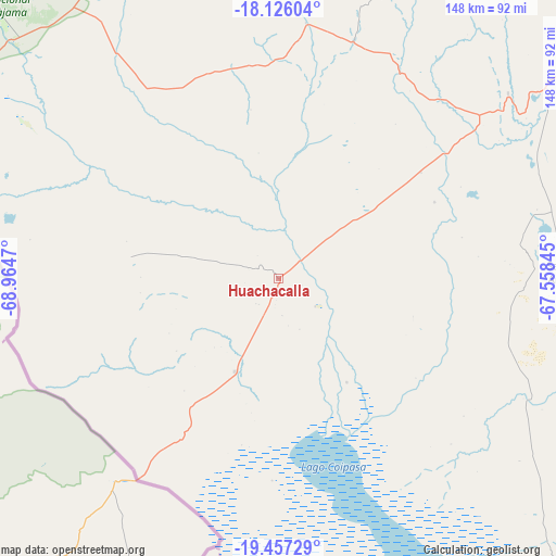 Huachacalla on map