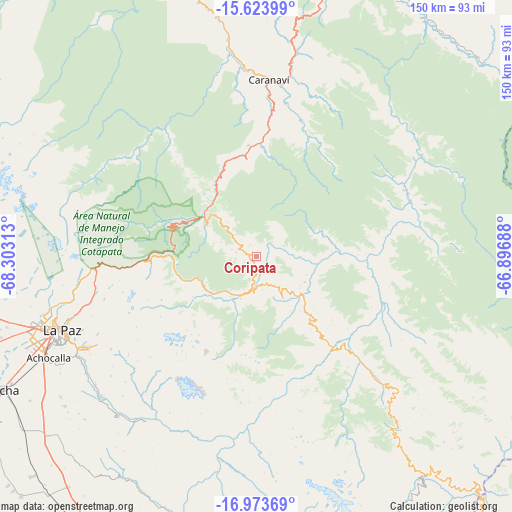 Coripata on map